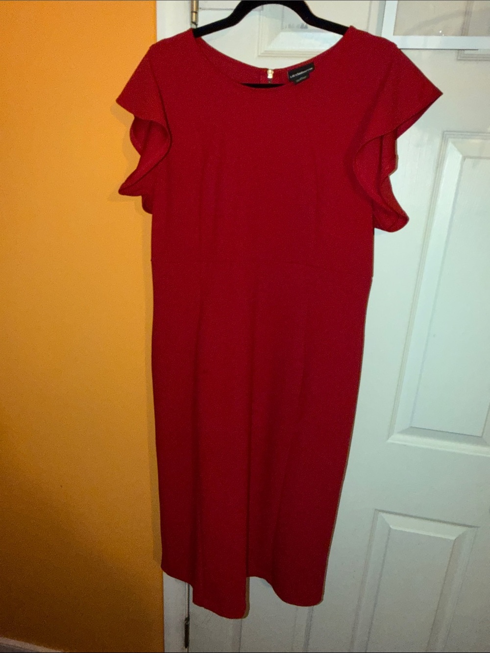Liz Claiborne Red Ruffle-Sleeve Midi Dress